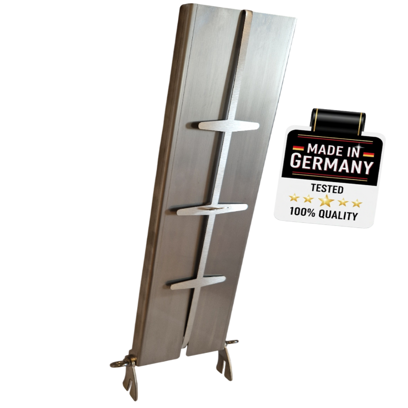 KEVANO Flammlachsbrett Premium Edelstahl -mit automat. Arretierung inkl. 30 Tage Geld-Zurück Garantie